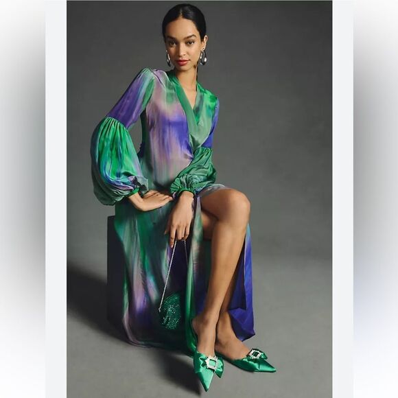 Anthropologie Siddhartha Bansal Long-Sleeve Wrap Dress - Picture 3 of 7